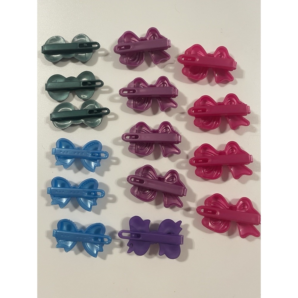 Lot Vintage Girl's Hair Clips Bow Barrette Metallic Colorful Assortment 90's Y2K - Picture 5 of 6